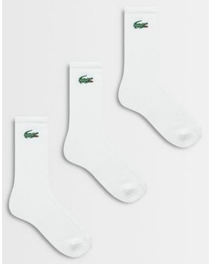 Lacoste Pack De 3 Calcetines Largos De Algodón Con Logo De Cocodrilo En - Blanco