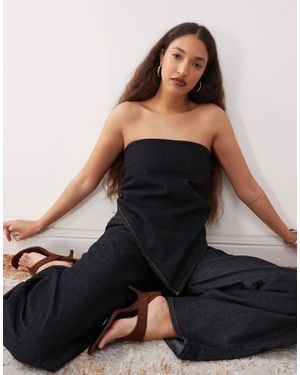 Lioness New York Bandeau Denim Scarf Top - Black
