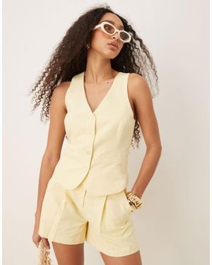 Pretty Lavish Halterneck Linen Waistcoat Co-ord - Natural