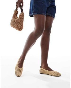 Bershka Raffia Ballet Court Shoes - Blue