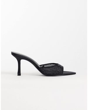 Mango Embellished Heeled Mule - Natural