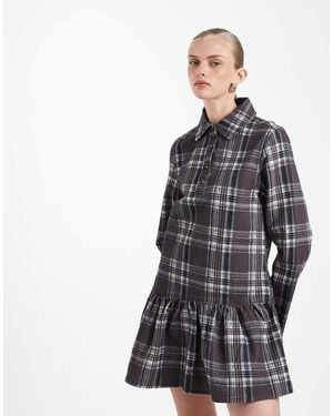 ASOS Vestido Vaquero Corto A Cuadros Con Cintura Baja De - Negro