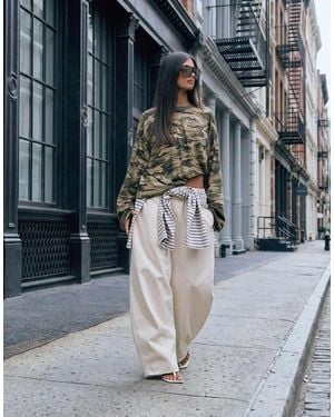 Lioness Out Of Office Tie Front Tapered Barrel Trouser - Blue
