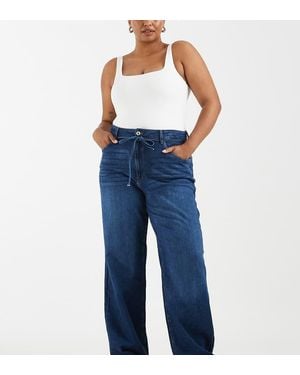 ONLY Gianna Jeans Dritti Con Vita Annodata Scuro - Blu