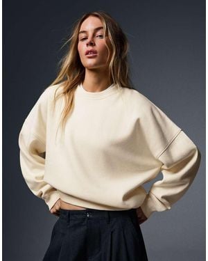 Bershka Round Neck Sweatshirt - White