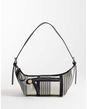 ASOS Bolso De Hombro A Rayas Monocromáticas De Lona - Blanco