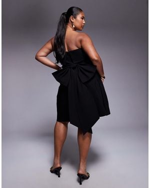 Tfnc Plus Bandeau Mini Dress With Bow Back Detail - Black