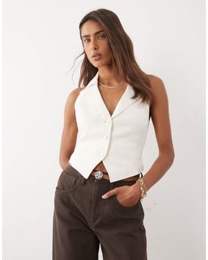 GOOD AMERICAN Luxe Suiting Halter Neck Vest - White