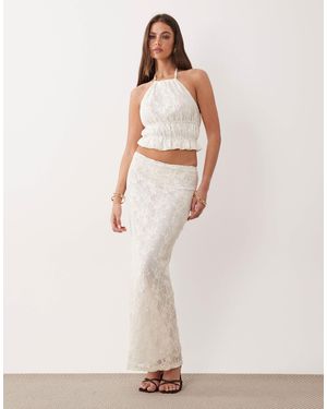 The Frolic Exclusive Lace Column Maxi Skirt - Natural