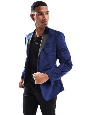 ASOS Skinny Velvet Blazer - Blue