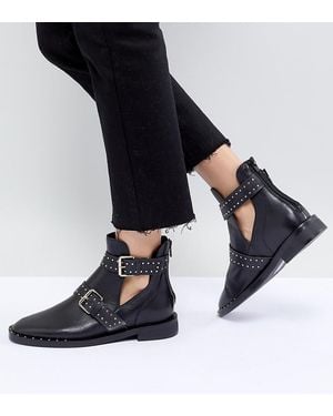 Stradivarius Botas con hebillas y aberturas - Negro