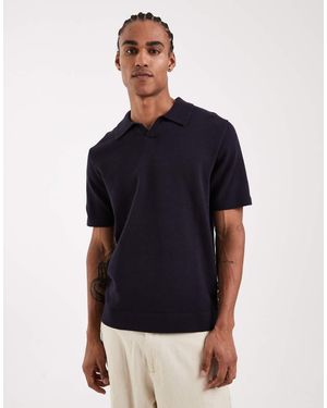 Jack & Jones Premium Split Neck Knitted Top - Blue