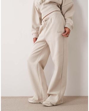 Kaiia Cotton Rich Cinched Waist Wide Leg Trackies - Natural