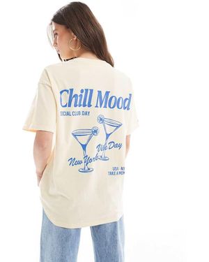 Pull&Bear Martini Glass Graphic Tee - Blue