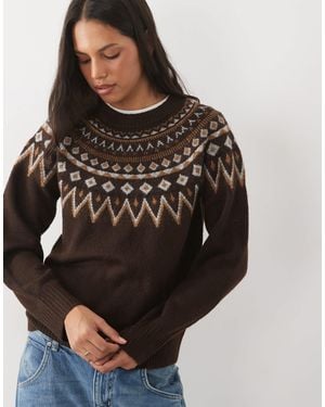 Jdy Fais Isle Knitted Sweater - Brown