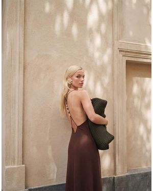 Mango Backless Beaded Strappy Maxi Dress - Natural