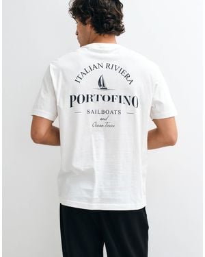 Only & Sons Oversized T-Shirt With Portofino Back Print - White