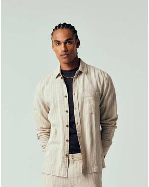 ASOS Regular Fit Linen Blend Striped Shirt - Natural