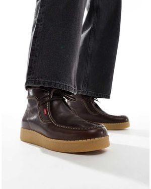 Levi's Lace Up Leather Boots With Gumsole - Black