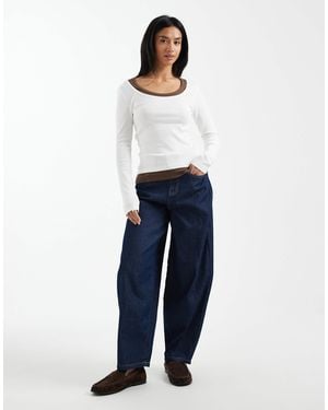 Vero Moda Kirsa High Waist Barrel Leg Jeans - Blue