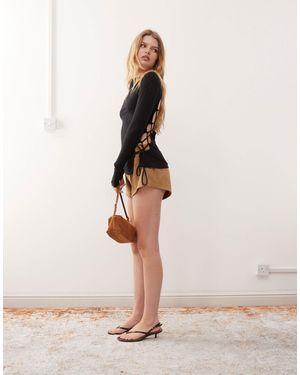 Weekday Long Sleeve Top With Open Cross Back - Natural