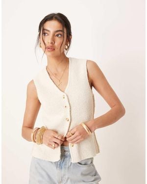 Y.A.S Textured Knit Waistcoat - Natural