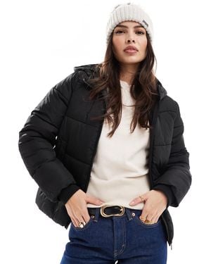 Pieces Padded Coat With Hood - Black