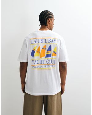 Only & Sons Camiseta Blanca Extragrande Con Estampado "Yacht Club" En La Espalda-Blanco