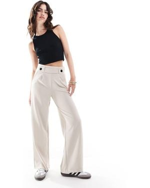 Jdy Button Detail Wide Leg Dad Trousers - White