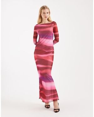Vero Moda Long Sleeve Mesh Maxi Dress - Pink