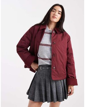 Pieces Short Jacket With Cord Collar Detail - Red