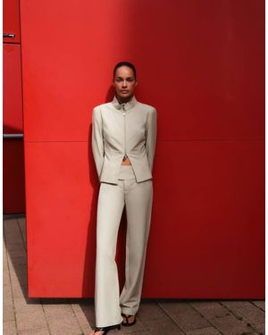 Pull&Bear Pantaloni Dritti Con Fibbia Color Sabbia - Rosso