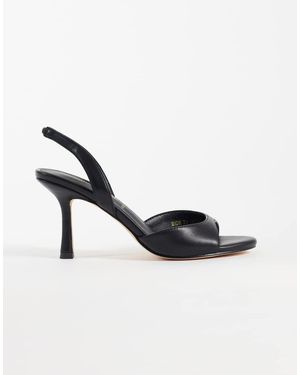 London Rebel Sandalias Peep Toe Negras De Tacón Alto Nora De - Metálico