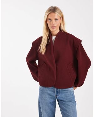 ASOS 80's Shoulders Formal Bubble Hem Jacket - Red