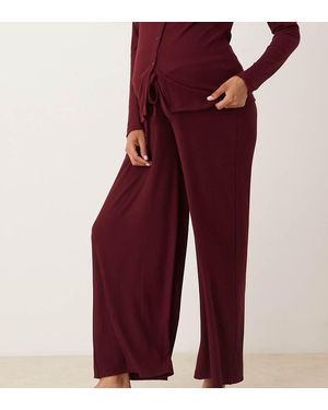 ASOS Asos Design Maternity Lounge Mix & Match Rib Wide Leg Trousers - Red