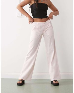 Collusion Pantalones Rosas Holgados De Talle Bajo Y Estilo Años 90 De Mezcla De Lino De