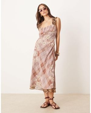 Free People Morning Dew Check Print Midi Cami Dress - Pink