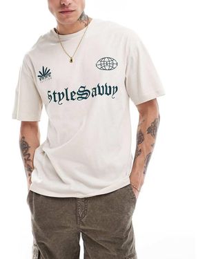 ADPT T-Shirt Oversize Crema Con Stampa Ispirata Al Calcio - Bianco