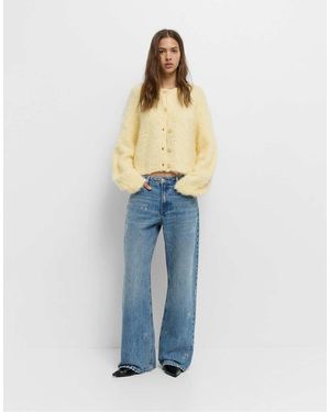 Pull&Bear Jeans Met Rechte Pijpen En Strikken Met Strass-Steentjes - Blauw