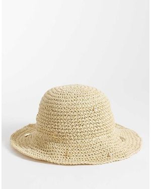 Accessorize Charmy Straw Bucket Hat - Natural
