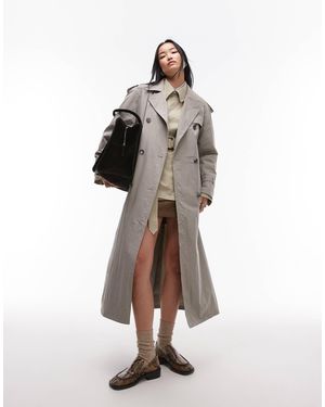 TOPSHOP Unlined Longline Nylon Trench Coat - Grey