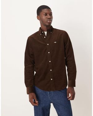 GANT Regular Fit Shield Logo Cord Shirt - Brown