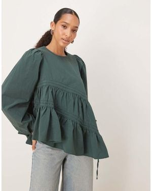 Ghospell Top Bosco Con Dettagli Asimmetrici Con Coulisse - Verde