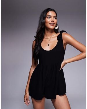 Princess Polly Tie Shoulders Scoop Neck Romper - Blue