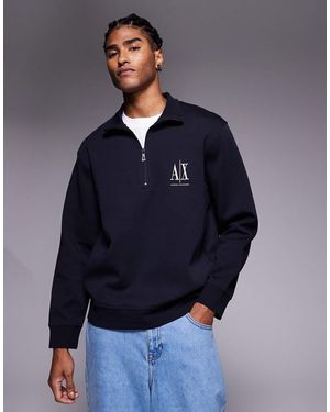 ARMANI EXCHANGE Logo Quarter Zip Jumper - Blue