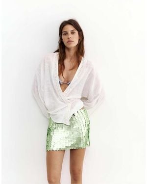 Pull&Bear Minirok Met Lovertjes - Wit
