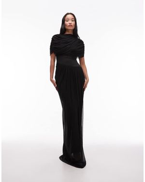 HEIRESS BEVERLY HILLS Vestito Lungo Con Vita Scesa, Drappeggio Asimmetrico E Strato Sovrapposto - Nero