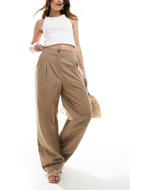 French Connection Broek Van Linnenmix Met Wijde Pijpen - Naturel