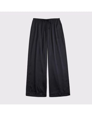 Abercrombie & Fitch Gemma Satin Wide Leg Pull-On Pant - Blue