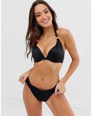 DORINA Top de bikini negro con diseño super push up de